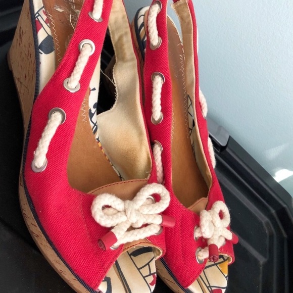 Sperry Shoes - Sperry Red Southport Sailor Wedges